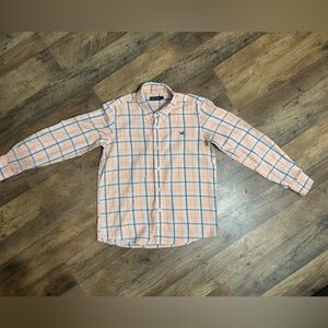 Southern Marsh Men’s Plaid Button-Down Shirt - Peach & Light Blue